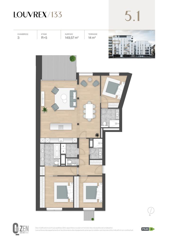 Appartement 3 chambres – Résidence « Louvrex 133 »